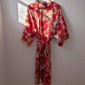 Forever 21 Red Floral Kimono Robe
